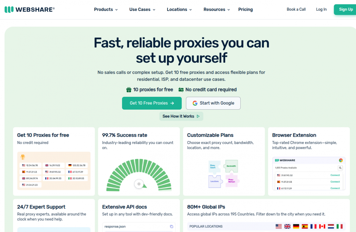 Đánh giá webshare 2026: Trang chủ website bán proxy webshare